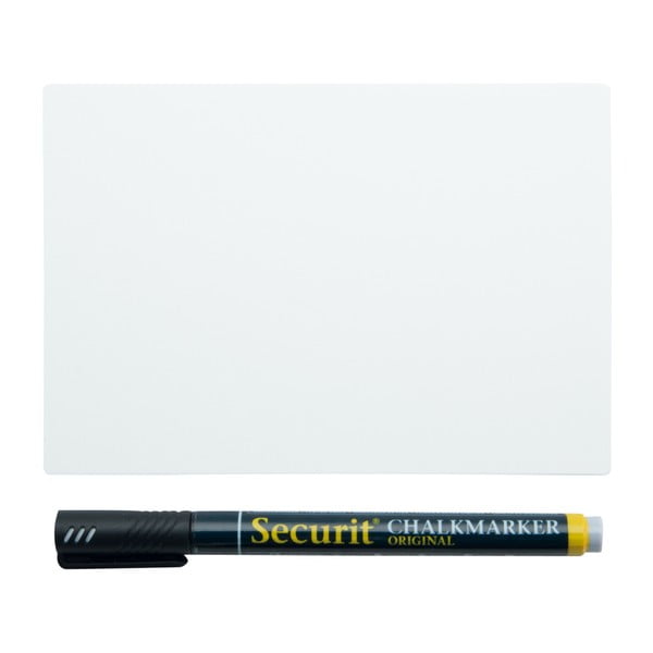 Zestaw białej tablicy z tworzywa sztucznego i flamastra na bazie wody Securit® Chalkboard Tags A8