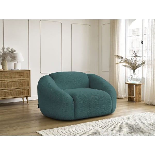 Turkusowy fotel z materiału bouclé Tina – Bobochic Paris-image-4