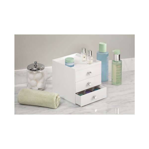 Biały pojemnik z 3 szufladami iDesign, wys. 18 cm-image-2