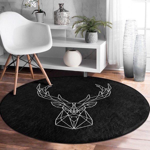Czarny okrągły dywan odpowiedni do prania i robotów sprzątających ø 100 cm Comfort – Mila Home-image-3