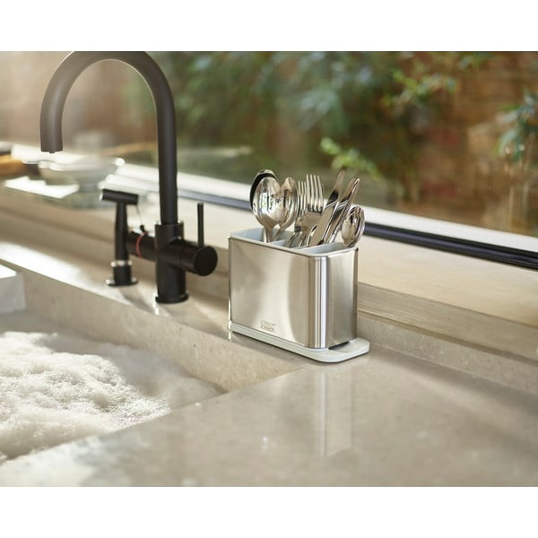 Metalowy ociekacz na sztućce w kolorze srebra Surface – Joseph Joseph-image-3