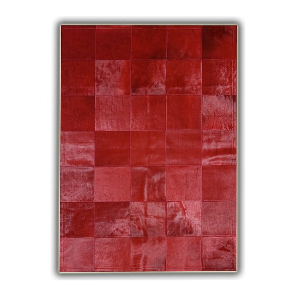 Czerwony skórzany dywan Pipsa Plain, 180x120 cm