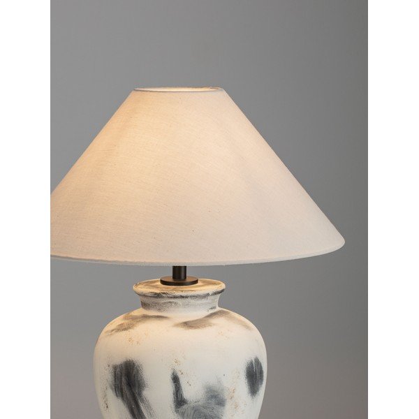Biała/szara lampa stołowa ceramiczna z tekstylnym kloszem (wysokość 55 cm) Lupe – Nova Luce-image-1