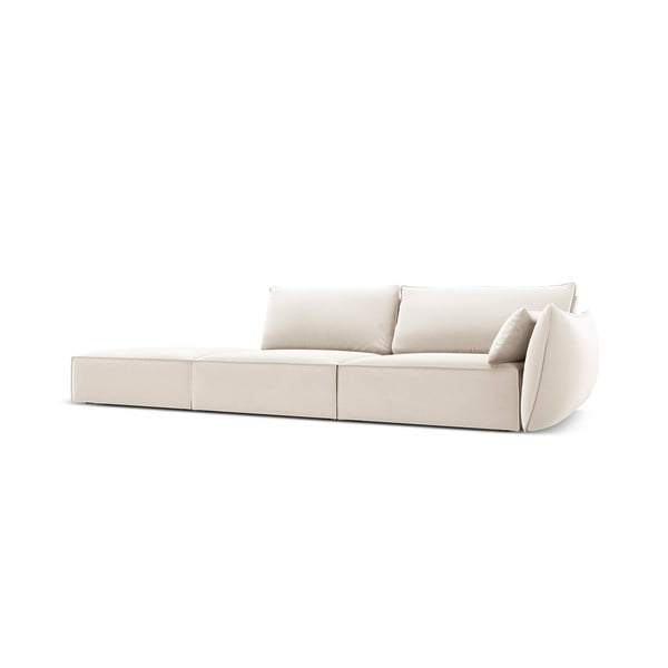 Beżowa aksamitna sofa prawostronna 264 cm Vanda – Mazzini Sofas-image-2