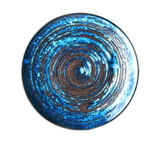 Niebieski talerz ceramiczny MIJ Copper Swirl, ø 29 cm