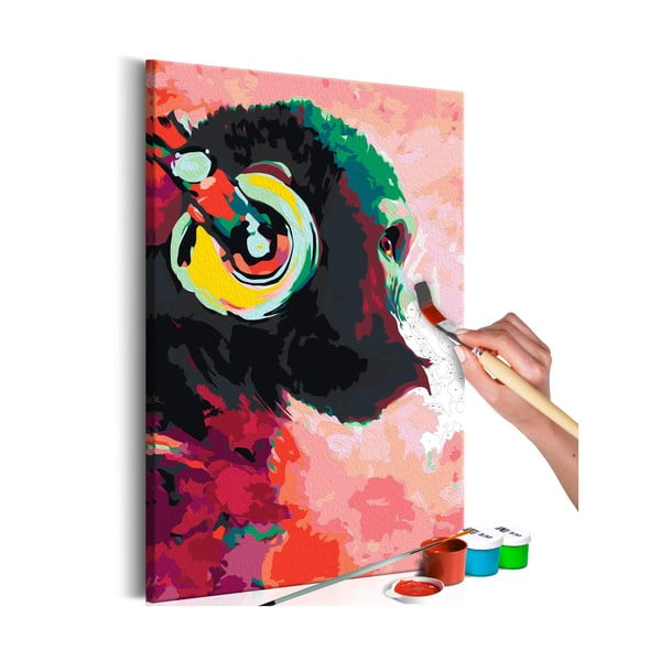 Zestaw płótna, farb i pędzli DIY Artgeist Monkey, 40x60 cm