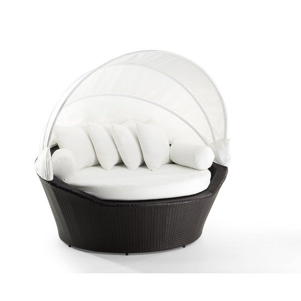 Sofa ogrodowa ze sztucznego rattanu ze składanym daszkiem Monobeli Miranda