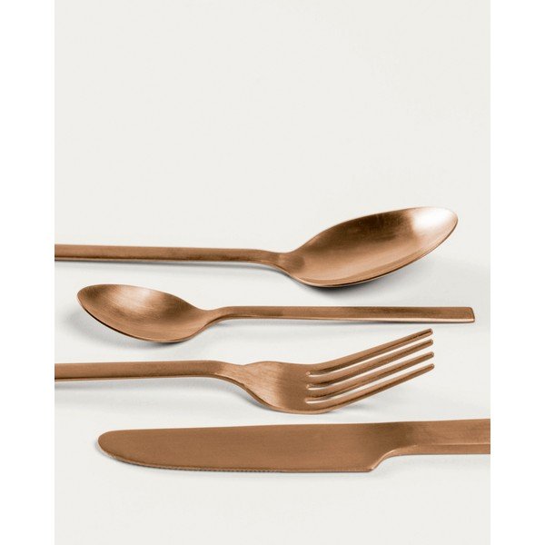 Sztućce ze stali nierdzewnej w kolorze miedzi 16 szt. Kelda – Kave Home-image-1