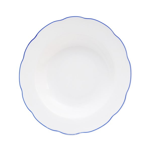 Biały porcelanowy talerz głęboki Orion Blue Line, ⌀ 21 cm