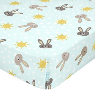 Dziecięce bawełniane prześcieradło Moshi Moshi Rabbit Family, 70x140 cm