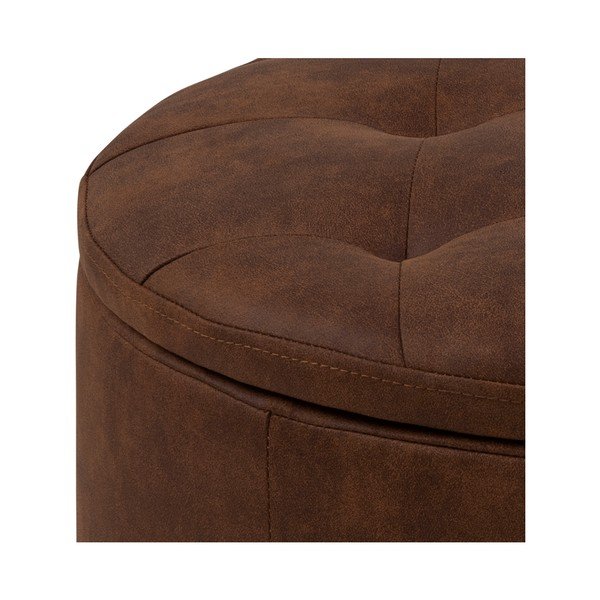 Karmelowobrązowy puf z imitacji skóry Actona Retina, ⌀ 60 cm-image-3
