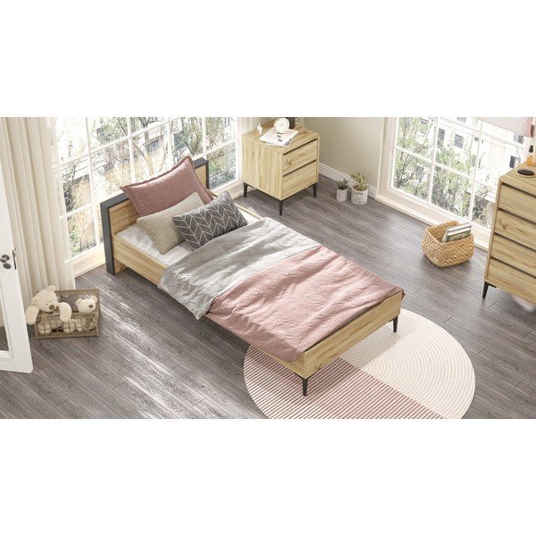 Naturalne łóżko jednoosobowe ze stelażem 90x200 cm AR5 – Kalune Design-image-1