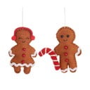 Tekstylne ozdoby świąteczne zestaw 2 szt. wykonane ręcznie 6,5 cm Gingerbread Couple – Sass & Belle