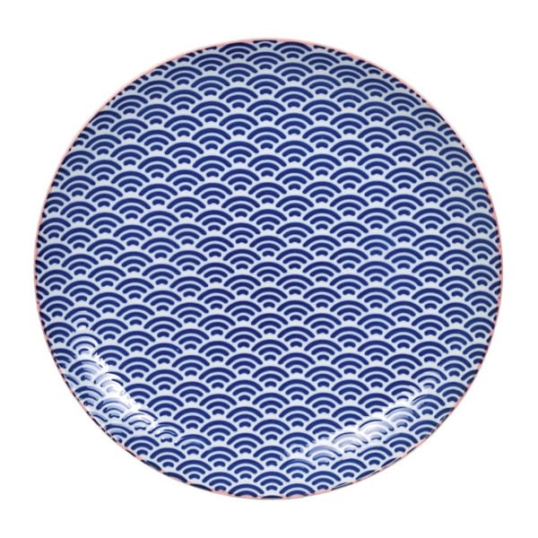 Niebieski talerz porcelanowy Tokyo Design Studio Wave, ⌀ 25,7 cm