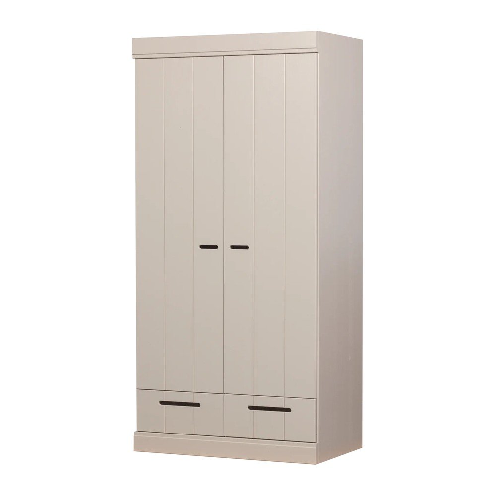 Szarobeżowa szafa z litego drewna sosnowego 94x195x53 cm Connect – WOOOD