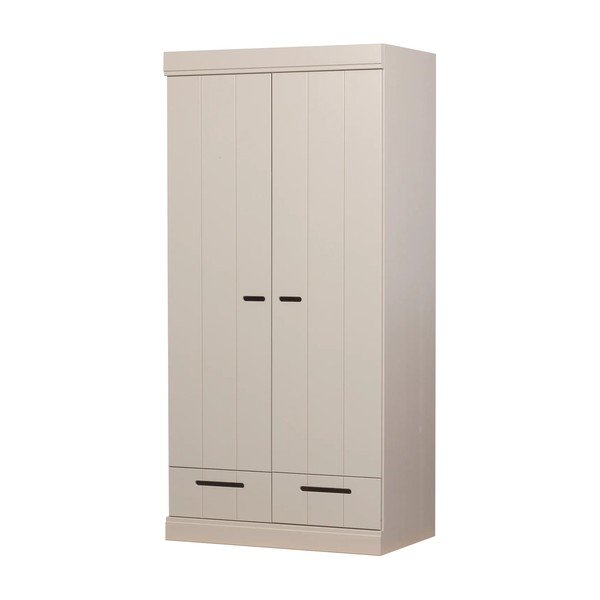 Szarobeżowa szafa z litego drewna sosnowego 94x195x53 cm Connect – WOOOD