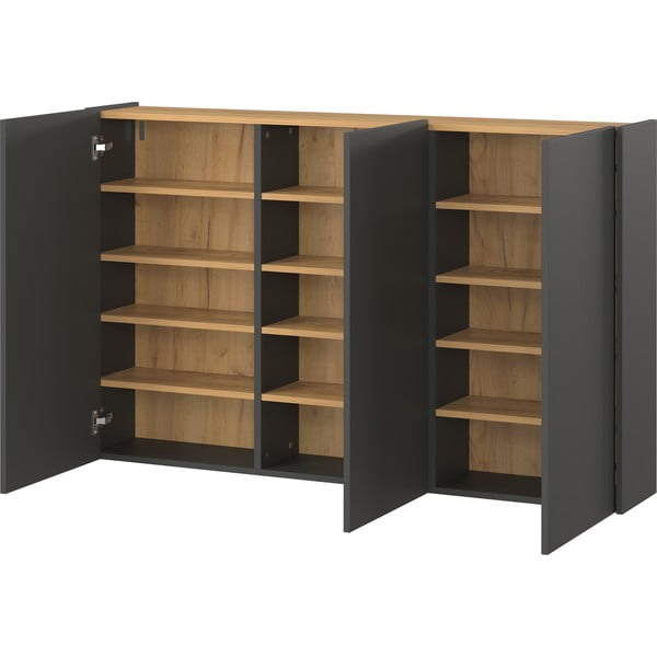 Antracytowa szafka w dekorze dębu wisząca 138x87x25 cm Libbiano – Germania-image-3