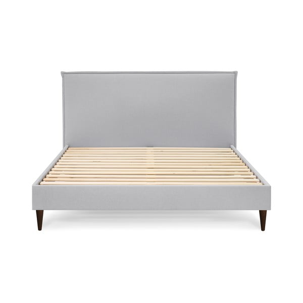Jasnoszare tapicerowane łóżko dwuosobowe ze stelażem 180x200 cm Sary – Bobochic Paris-image-3
