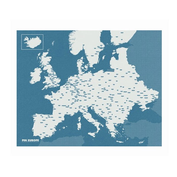 Niebieska mapa ścienna Europy Palomar Pin World, 100x80 cm