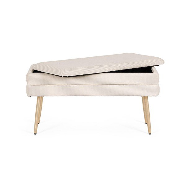 Biała tapicerowana ławka Olga – Bizzotto-image-3