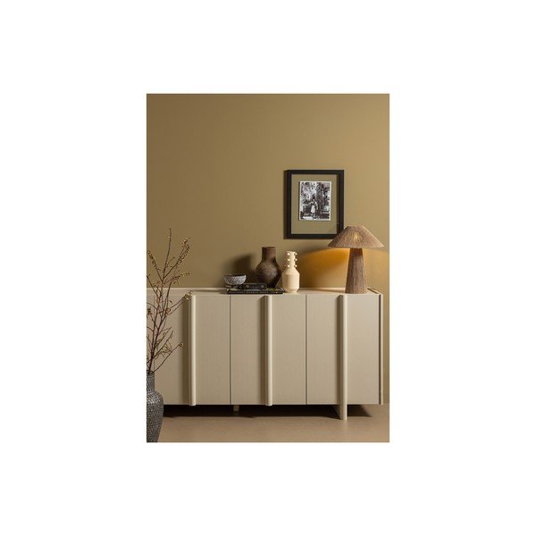 Kremowa niska komoda modułowa z litego drewna sosnowego 200x85 cm Basu – WOOOD-image-1