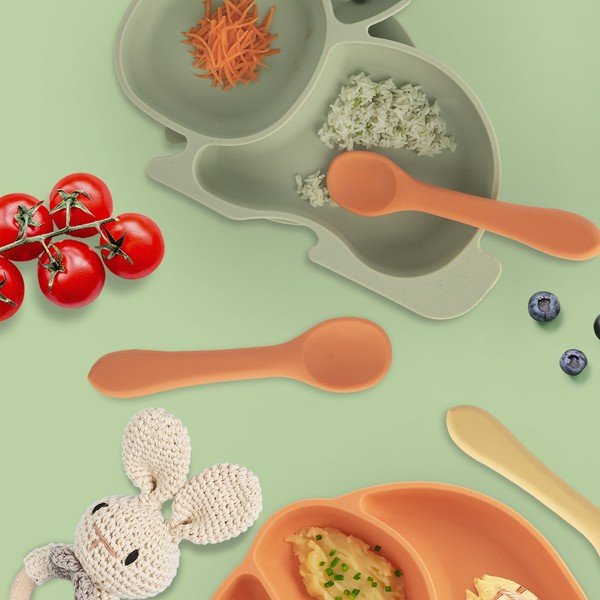 Pomarańczowa łyżeczka dla dzieci z silikonu – Orion-image-1