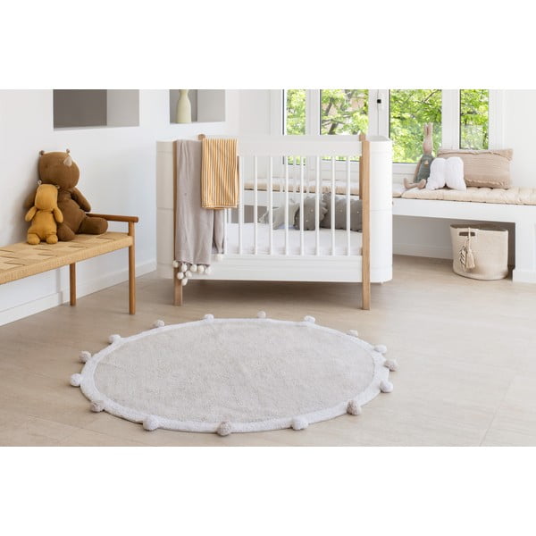 Jasnoszary bawełniany dywan dziecięcy tkany ręcznie odpowiedni do prania ø120 cm Bubbly – Lorena Canals-image-1