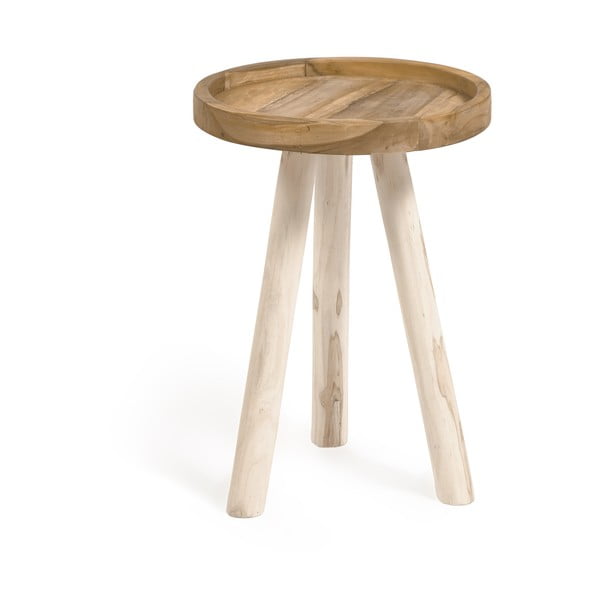 Okrągły stolik z litego drewna tekowego ø 35 cm Glenda – Kave Home