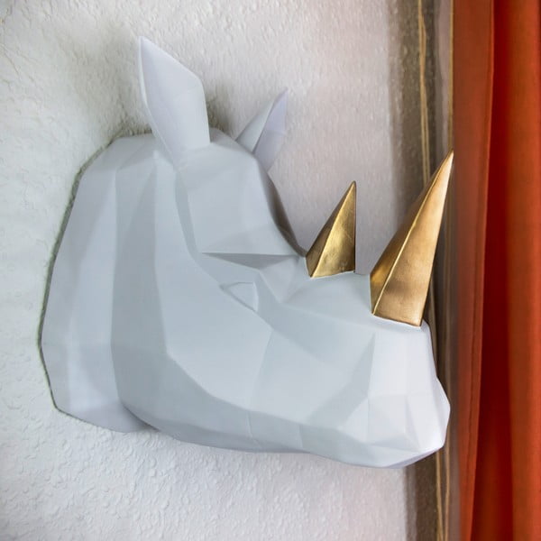 Biała dekoracja ścienna/wieszak Walplus Geometric Rhino