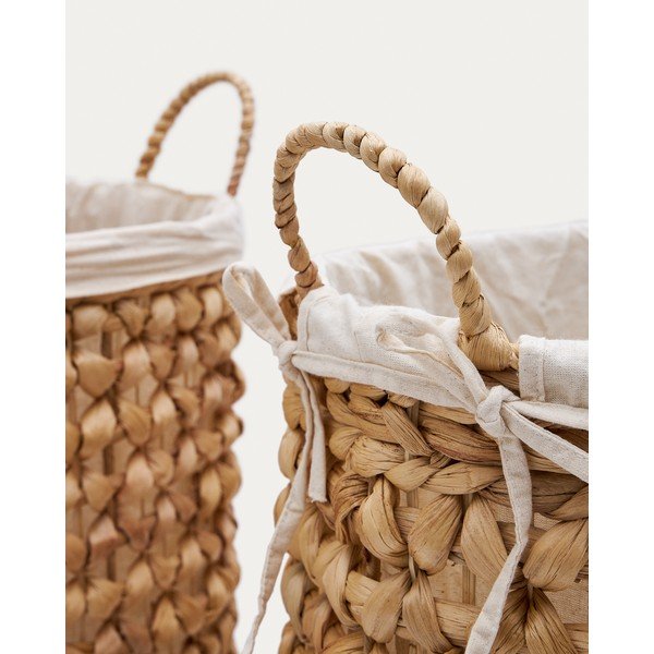Kosze na pranie zestaw 2 szt. z hiacyntu wodnego w naturalnym kolorze Tressa – Kave Home-image-1