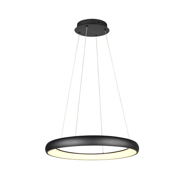 Czarna lampa wisząca LED ze ściemniaczem i metalowym kloszem ø 75 cm Cardona – Trio-image-2