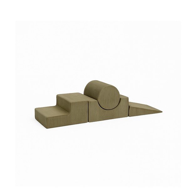 Sztruksowy piankowy plac zabaw 4 szt. w kolorze khaki wysokość 30 cm 45x170 cm Montessori – Meowbaby