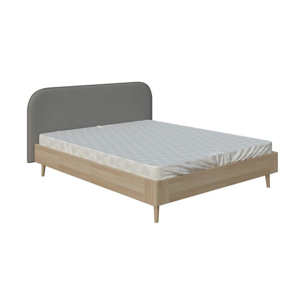 Szare łóżko dwuosobowe DlaSpania Lagom Plain Wood, 160x200 cm