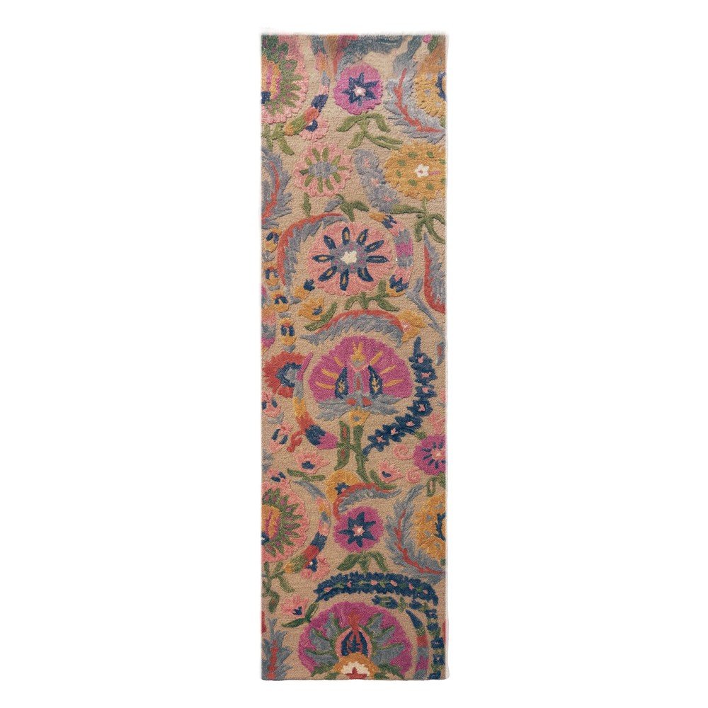 Wełniany chodnik tkany ręcznie 80x300 cm Amira Floral  – Flair Rugs