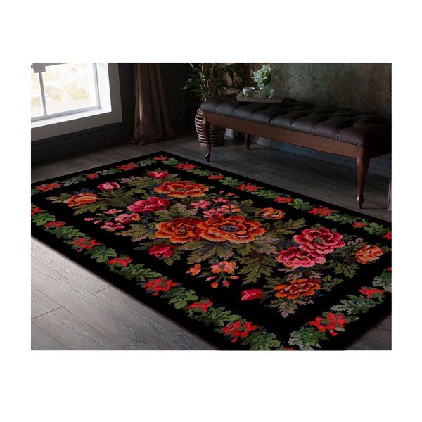 Czarny dywan Kate Louise Flowered, 110x160 cm-image-1