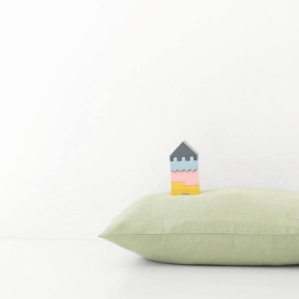 Dziecięca zielona lniana poszewka na poduszkę Linen Tales Nature, 40x60 cm-image-1