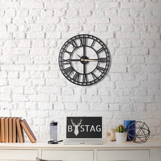 Czarny zegar ścienny Greece, 50x50 cm