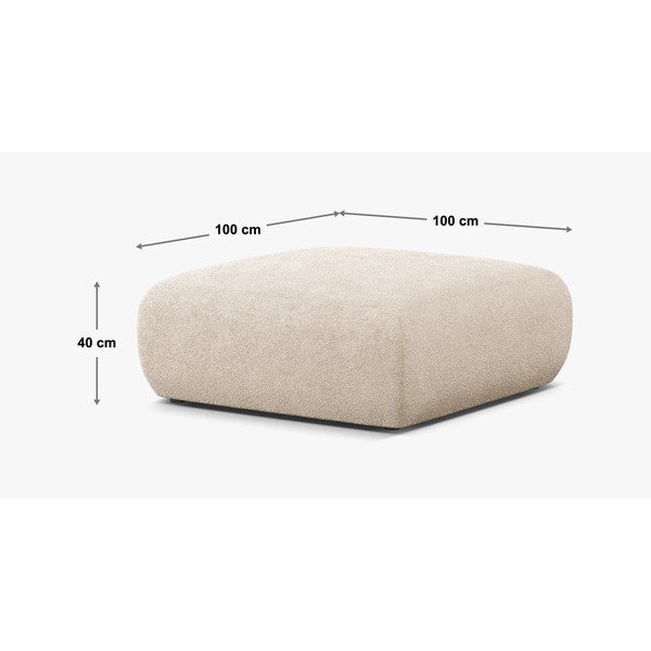 Biały puf z materiału bouclé Molino – Micadoni Home-image-4