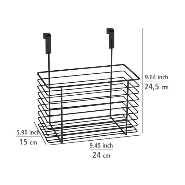 Czarny metalowy koszyk wiszący na drzwiczki kuchenne Wenko Slim, wys. 25 cm-image-4