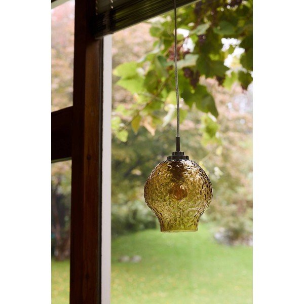 Szklana lampa wisząca w bursztynowym kolorze ø 15 cm Breen – Jotex-image-2
