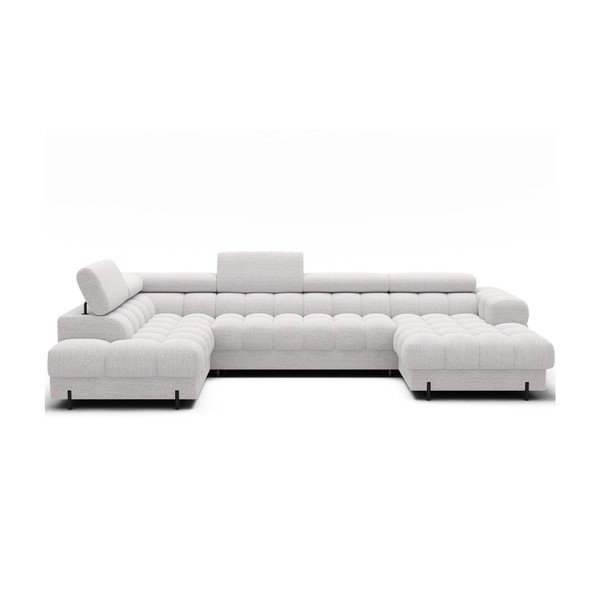 Kremowy rozkładany narożnik z materiału bouclé (lewostronny/w kształcie litery U) Feraria – ELTAP