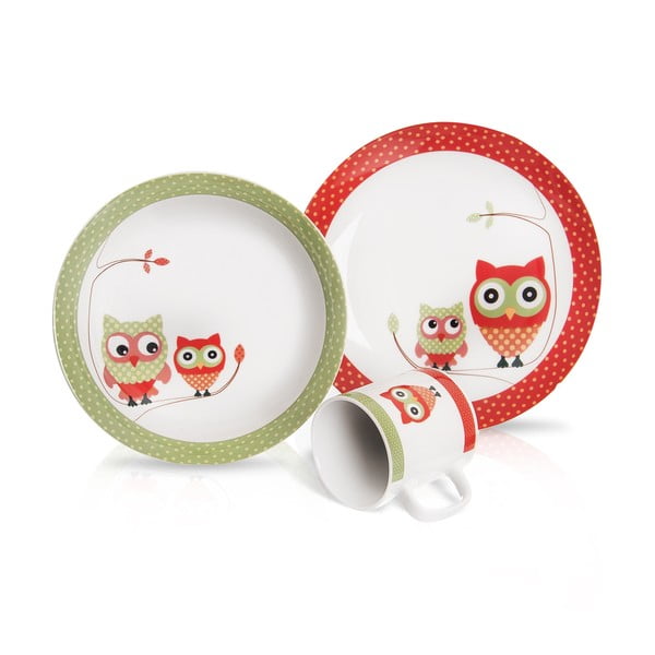 3-częściowy zestaw dziecięcych porcelanowych naczyń Orion Owl