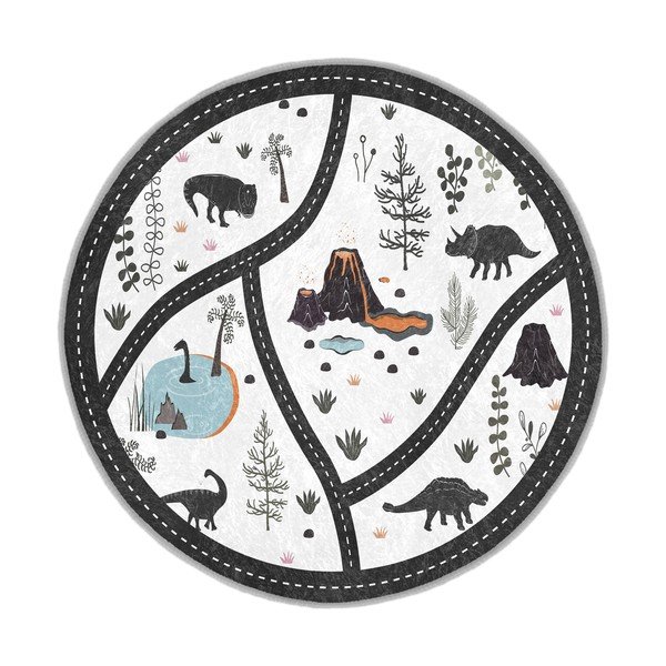 Czarno-biały dziecięcy dywan do zabawy odpowiedni do prania ø120 cm Dino Park – Mila Home