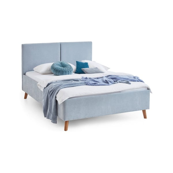 Jasnoniebieskie tapicerowane łóżko dwuosobowe ze stelażem 140x200 cm Piano – Meise Möbel-image-4