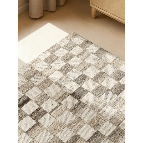 Kremowy wełniany dywan tkany ręcznie 80x150 cm Boho 1.0 Quadra – Vikosa-image-4