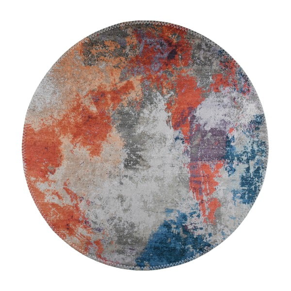 Niebiesko-pomarańczowy okrągły dywan odpowiedni do prania ø 80 cm – Vitaus