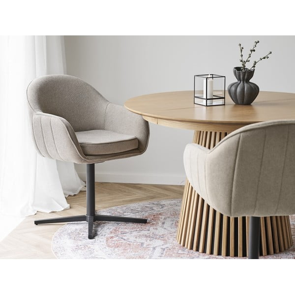 Jasnoszare tapicerowane fotele jadalniane zestaw z podłokietnikami 2 szt. Tamera – House Nordic-image-1