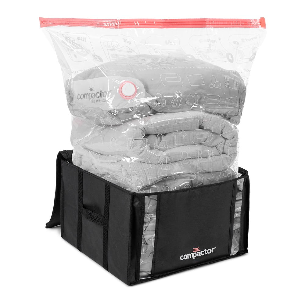 Tekstylne pojemniki do przechowywania ubrań zestaw 2 szt. próżniowe/usztywniane 42x25x25 cm Black Edition – Compactor (zdjęcie 6)