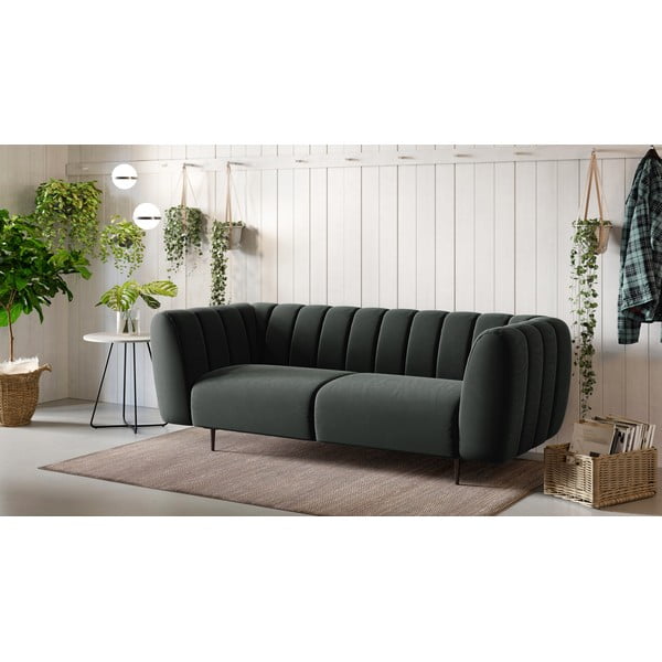 Ciemnoszara aksamitna sofa Ghado Shel, 210 cm-image-1
