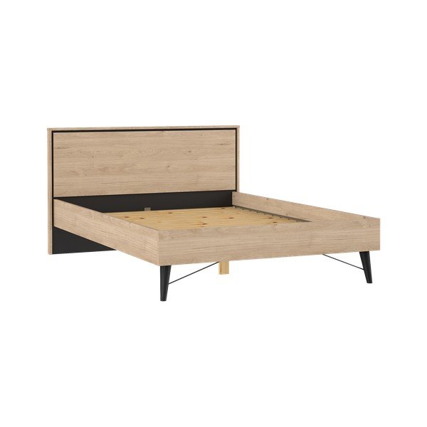 Łóżko dwuosobowe w dekorze dębu ze stelażem 140x200 cm w naturalnym kolorze Ry – Tvilum-image-2